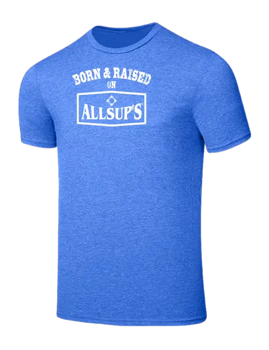 Seriously Soft Heathered Royal T-Shirt w/Allsup's Born & Raised Logo