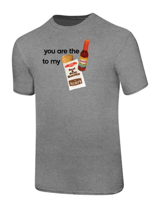 Ring Spun Light Heather Grey 4.5 oz T-Shirt w/Allsup's Sauce to Burrito Logo