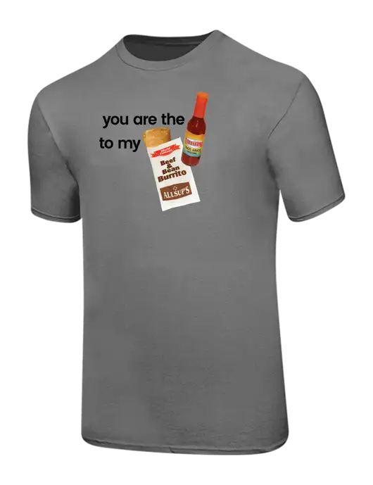 Ring Spun Medium Grey 4.5 oz T-Shirt w/Allsup's Sauce to Burrito Logo