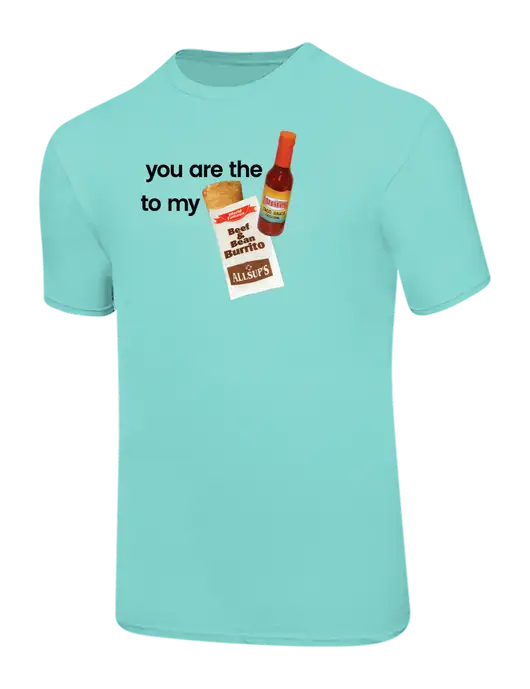 Ring Spun Seafoam 4.5 oz T-Shirt w/Allsup's Sauce to Burrito Logo