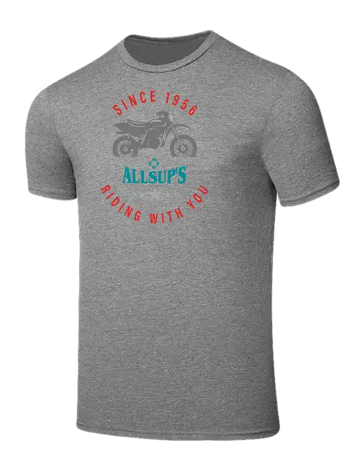 Seriously Soft Grey Frost T-Shirt w/Allsup's Since 1956 Motorcycle Logo