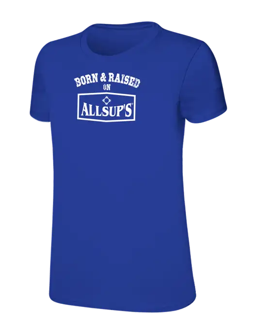 Womens Ring Spun Royal 4.5 oz T-Shirt w/Allsup's Born & Raised Logo