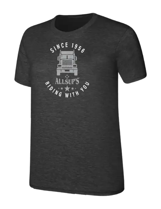 Womens Ring Spun Dark Heather Grey 4.5 oz T-Shirt w/Allsup's Big Rig Distressed Logo