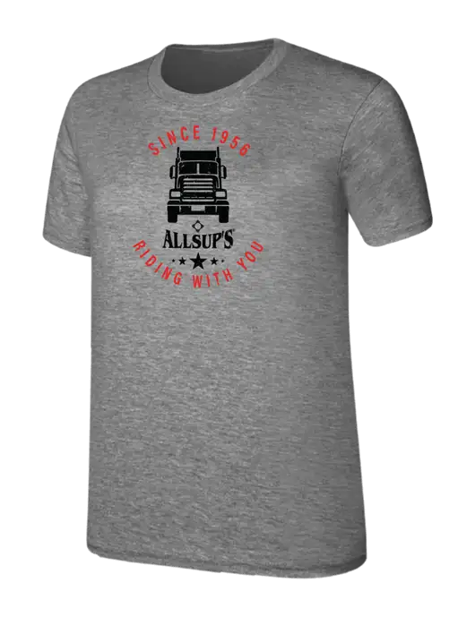 Womens Ring Spun Light Grey Heather 4.5 oz T-Shirt w/Allsup's Big Rig Distressed Logo
