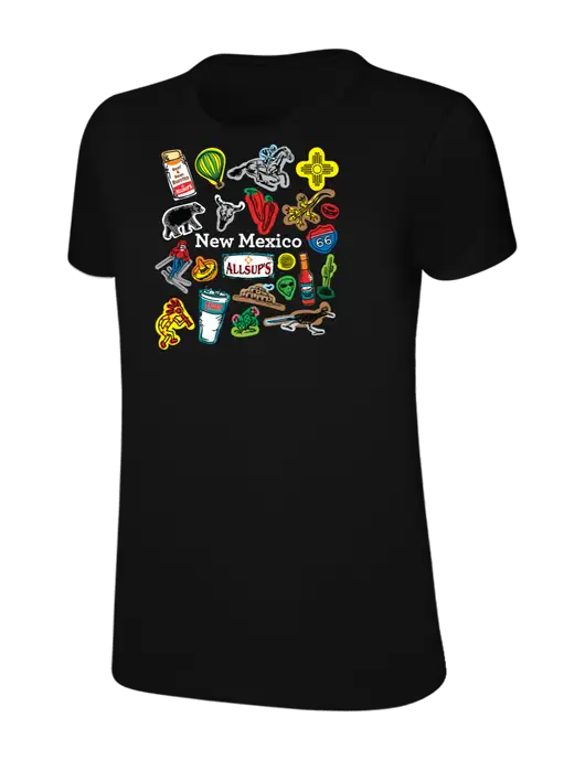 Womens Ring Spun Jet Black 4.5 oz T-Shirt w/Yesway New Mexico Front Design Logo