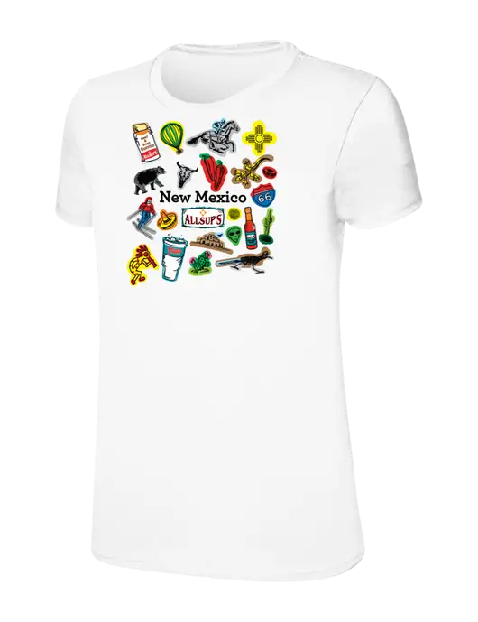 Womens Ring Spun White 4.5 oz T-Shirt w/Yesway New Mexico Front Design Logo