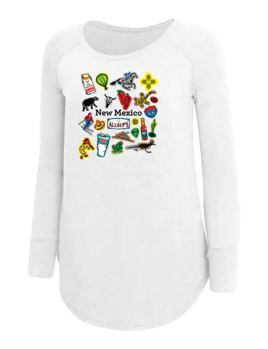 Womens Perfect Wide Collar Tunic Tri-Blend White 4.5 oz T-Shirt w/Yesway New Mexico Front Design Logo