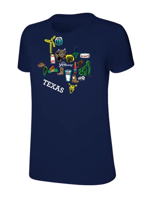 Womens Ring Spun Navy 4.5 oz T-Shirt w/Yesway Texas Front Design Logo