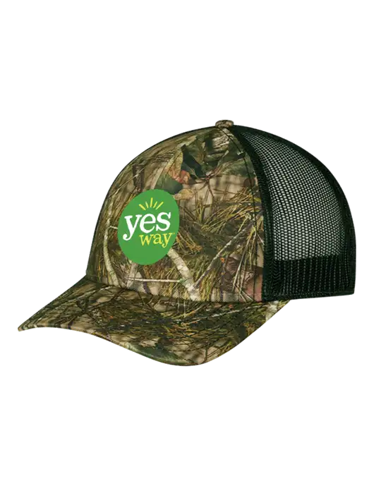 Mossy Oak Break Up Country/Black Mesh Trucker Cap w/Snap Back  w/Yesway Logo