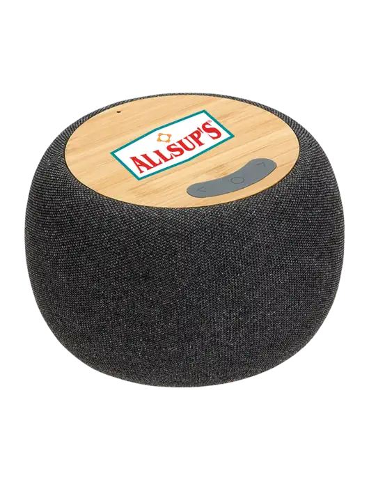 Bamboo Wireless Speaker With 5W Wireless Charger w/ALLSUP'S Logo