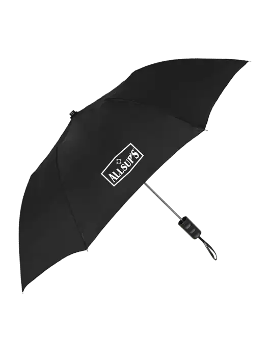 Black 42" Folding Umbrella  w/ALLSUP'S Logo