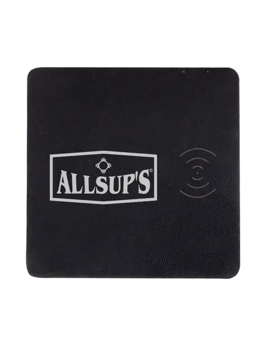 Black Laserable Leatherette Phone Charging Mat w/ALLSUP'S Logo
