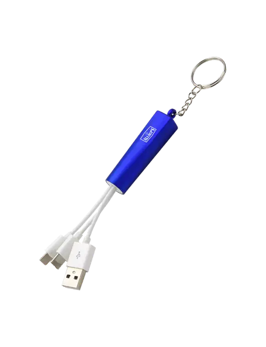 Blue Light-Up Charging Cable with Key Ring w/ALLSUP'S Logo