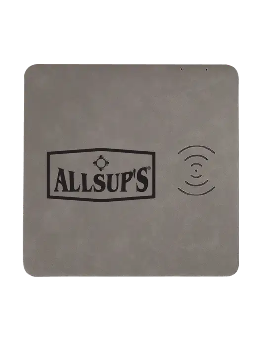Grey Laserable Leatherette Phone Charging Mat w/ALLSUP'S Logo