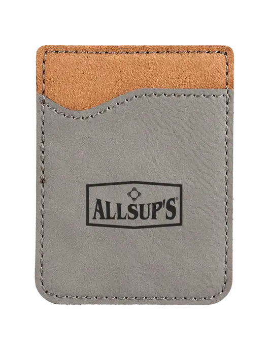 Grey Laserable Leatherette Phone Wallet w/ALLSUP'S Logo