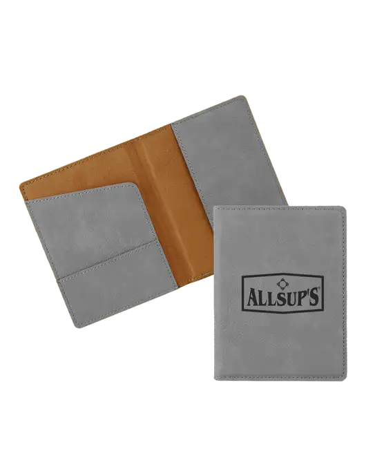 Grey Leatherette Passport Holder w/ALLSUP'S Logo
