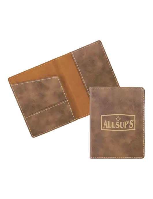Rustic Leatherette Passport Holder w/ALLSUP'S Logo