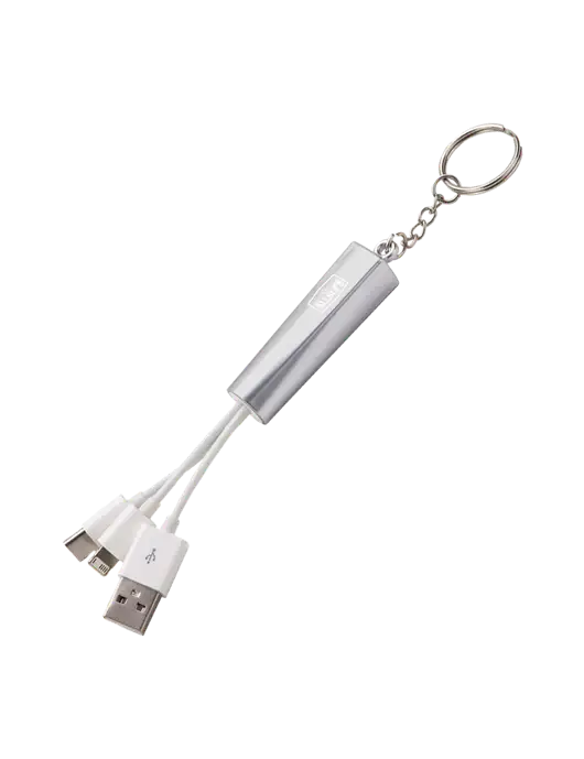 Silver Light-Up Charging Cable with Key Ring w/ALLSUP'S Logo