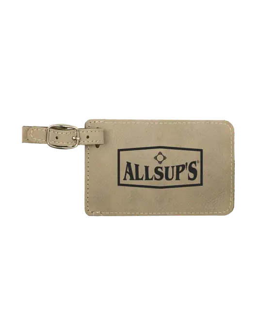 Tan Leatherette Luggage Tag w/ALLSUP'S Logo