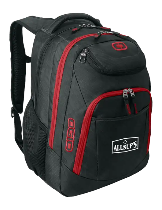 OGIO Dark Grey/Red Excelsior Laptop Backpack w/ALLSUP'S Logo