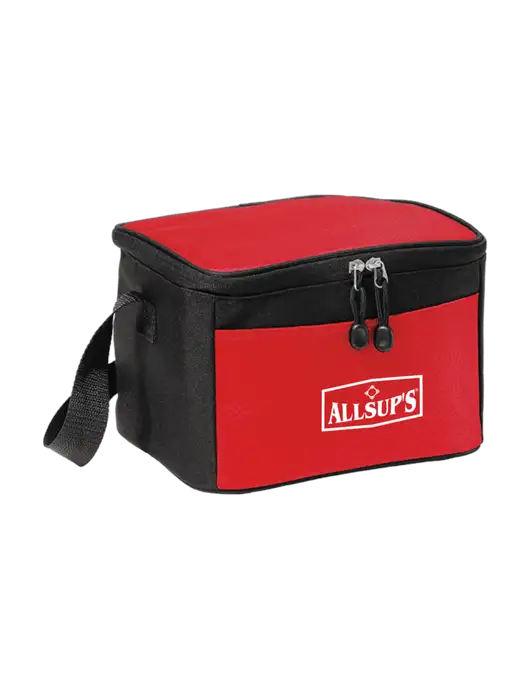6 Can Red/Black Cube Cooler  w/ALLSUP'S Logo
