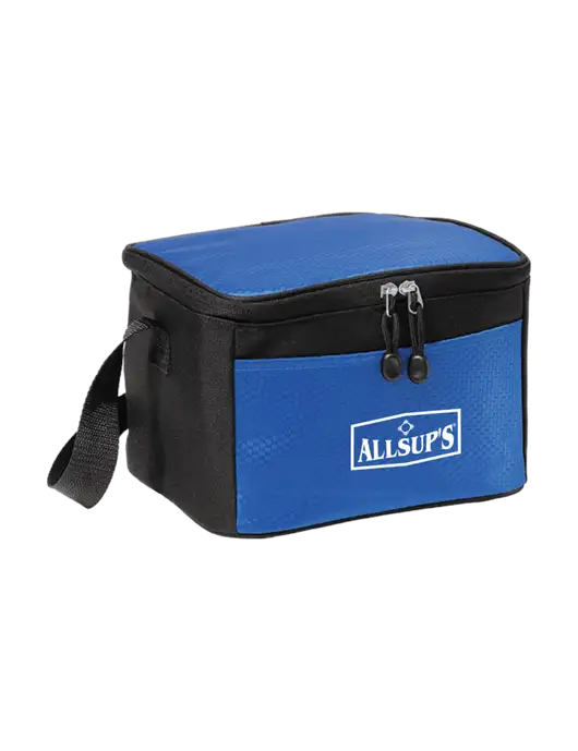 6 Can Twilight Blue/Black Cube Cooler w/ALLSUP'S Logo