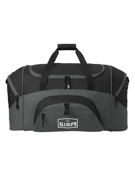 Standard Colorblock Black/Dark Grey Sport Duffel w/ALLSUP'S Logo