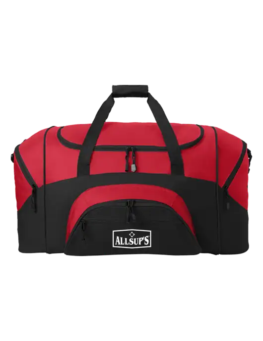 Standard Colorblock Red/Black Sport Duffel w/ALLSUP'S Logo
