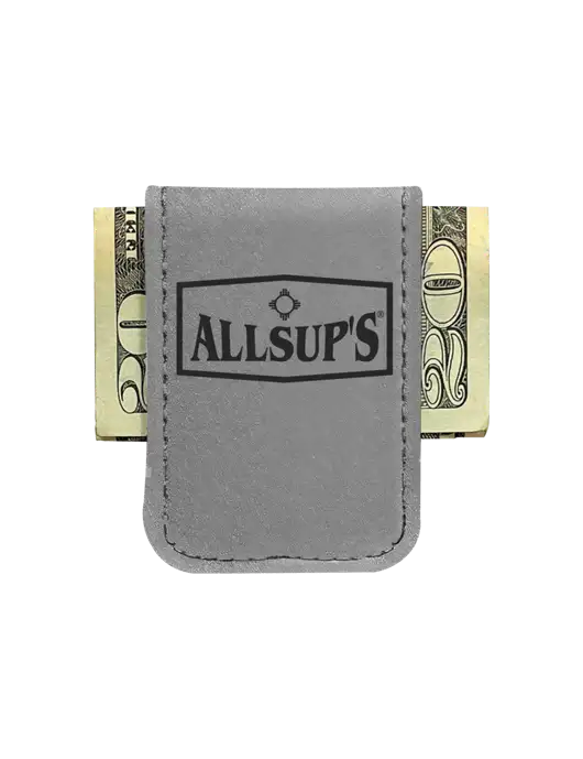 Gray Leatherette Money Clip w/ALLSUP'S Logo