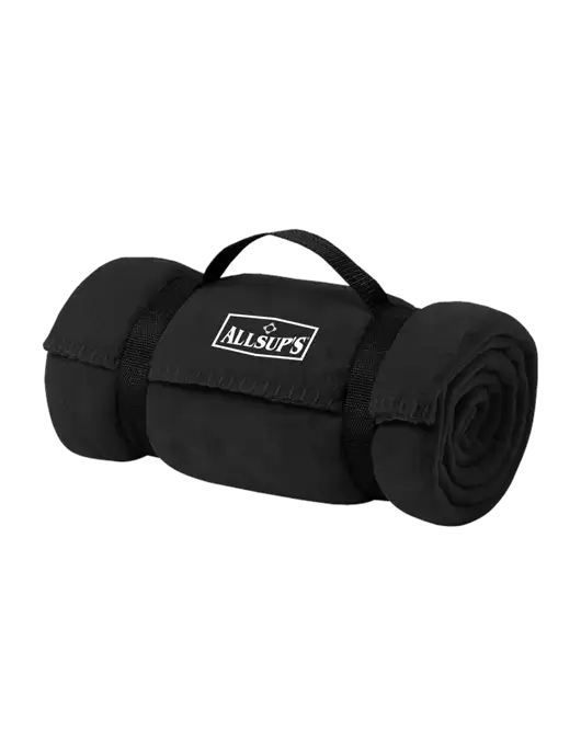 Casual Black Fleece Blanket With Strap w/ALLSUP'S Logo