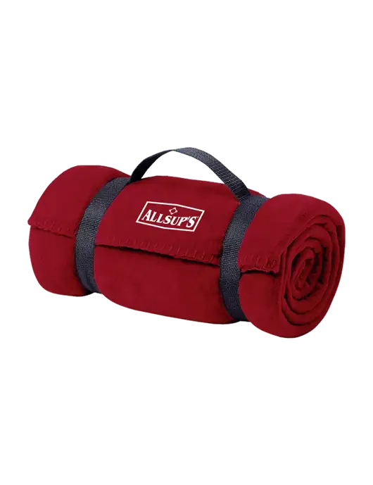 Casual Red Fleece Blanket With Strap w/ALLSUP'S Logo