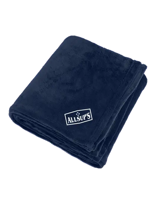 Oversized Deep Navy Ultra Plush Blanket w/ALLSUP'S Logo