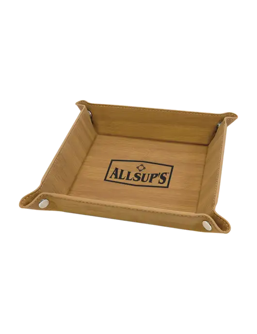 Bamboo Leatherette Valet Tray, 6 x 6 w/ALLSUP'S Logo