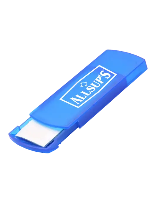 Slide Right Blue Bandage Dispenser w/ALLSUP'S Logo