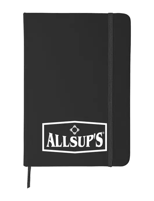 Black Comfort Touch Bound Journal 5" X 7" w/ALLSUP'S Logo