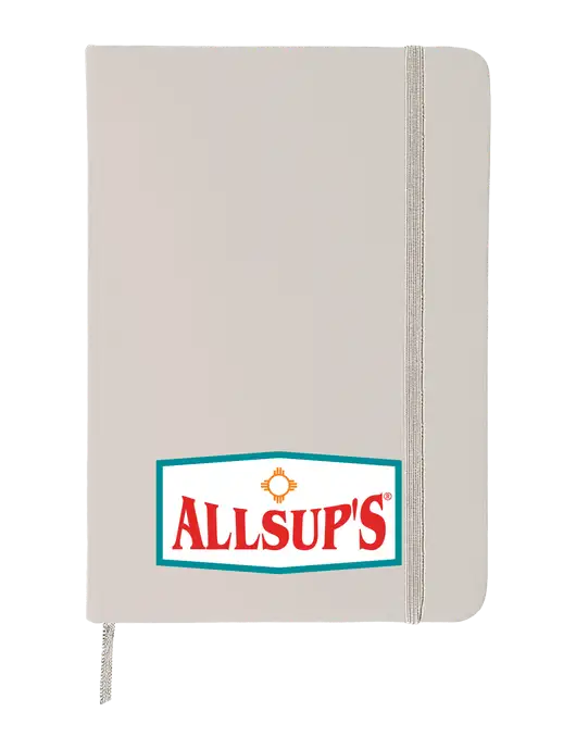 White Comfort Touch Bound Journal 5" X 7" w/ALLSUP'S Logo