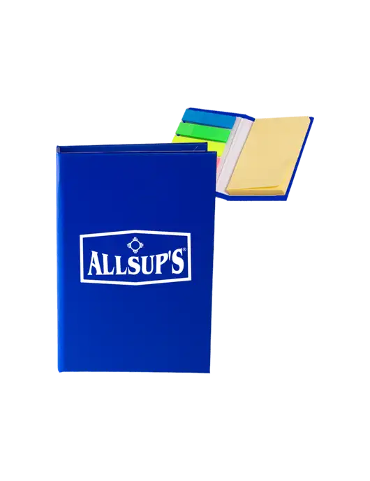 Dark Royal Blue Micro Sticky Note Pad, 2 x 3.25 w/ALLSUP'S Logo