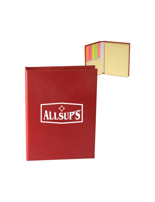 Red Sticky Book Folio, 3.125 x 4.125 w/ALLSUP'S Logo