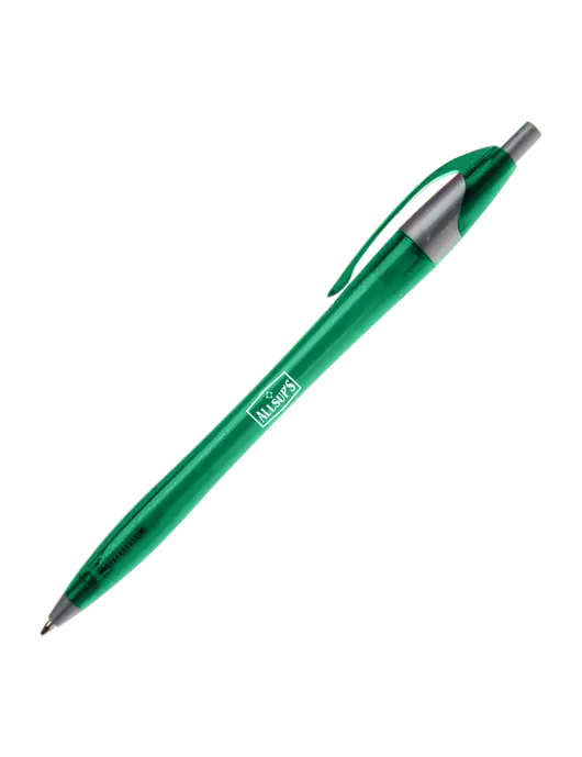 Novella Translucent Green/Silver Jewel Pen - Blue Ink w/ALLSUP'S Logo
