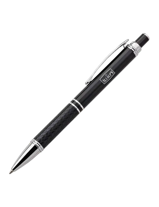 Black Stellar Scribe Pen - Black Ink w/ALLSUP'S Logo