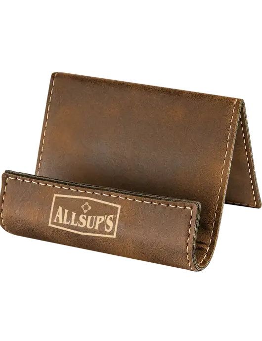 Rustic Leatherette Card & Phone Holder w/ALLSUP'S Logo