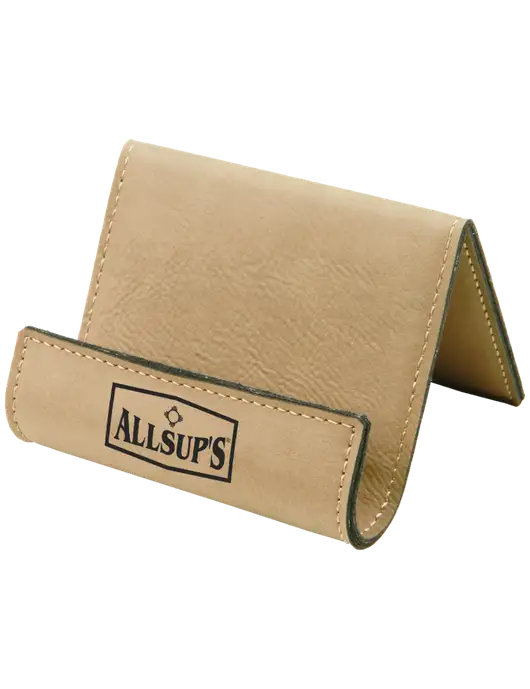 Tan Leatherette Card & Phone Holder w/ALLSUP'S Logo