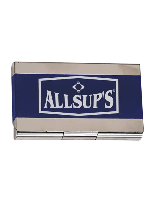 Blue 3.75 x 2.5 Business Card Holder w/ALLSUP'S Logo