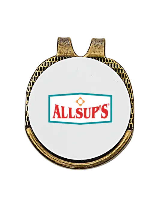 Antique Gold Hat Clip w/Golf Ball Marker w/ALLSUP'S Logo