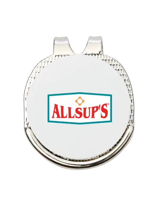 Antique Silver Hat Clip w/Golf Ball Marker w/ALLSUP'S Logo