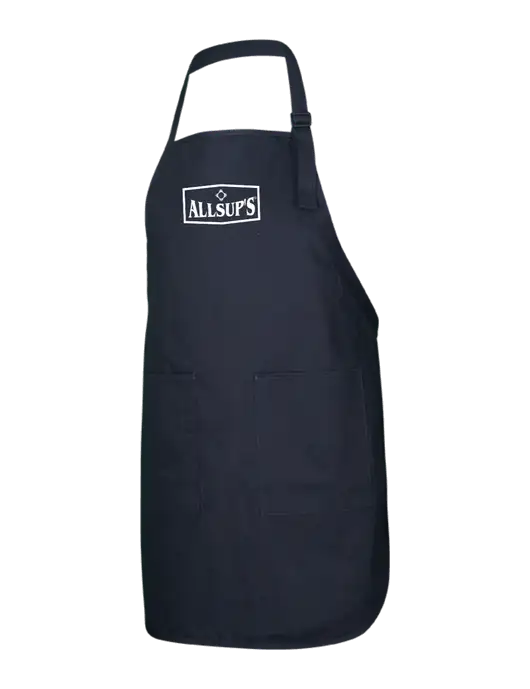 Full-Length Black Apron With Pockets w/ALLSUP'S Logo