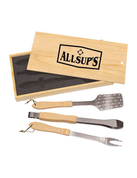 Wood BBQ Gift Set w/ALLSUP'S Logo
