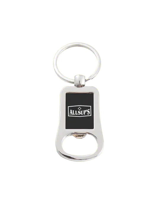 Silver & Black Bottle Opener Keychain w/ALLSUP'S Logo
