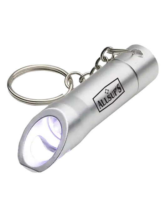 Silver Pocket LED Flashlight with Bottle Opener & Keychain w/ALLSUP'S Logo