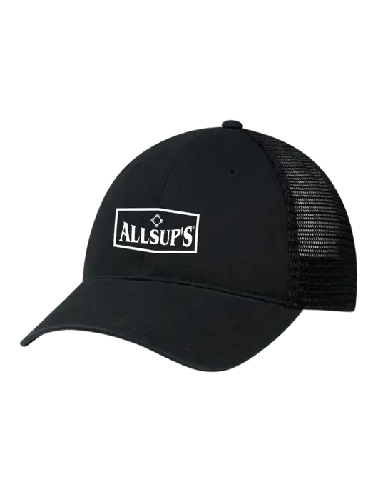 Richardson 111 Garment Washed Trucker Cap Black w/Black Mesh w/ALLSUP'S Logo